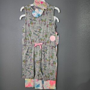 Freestyle Pink Tie-Dye And Unicorn Romper And Scrunchie. Size 10. Nwt